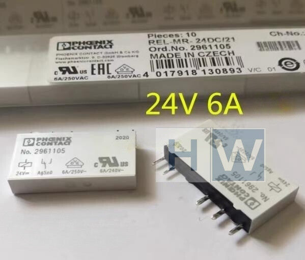5Pcs  NO.2961105 24V Phoenix DC Electromagnetic Relay 6A 250V