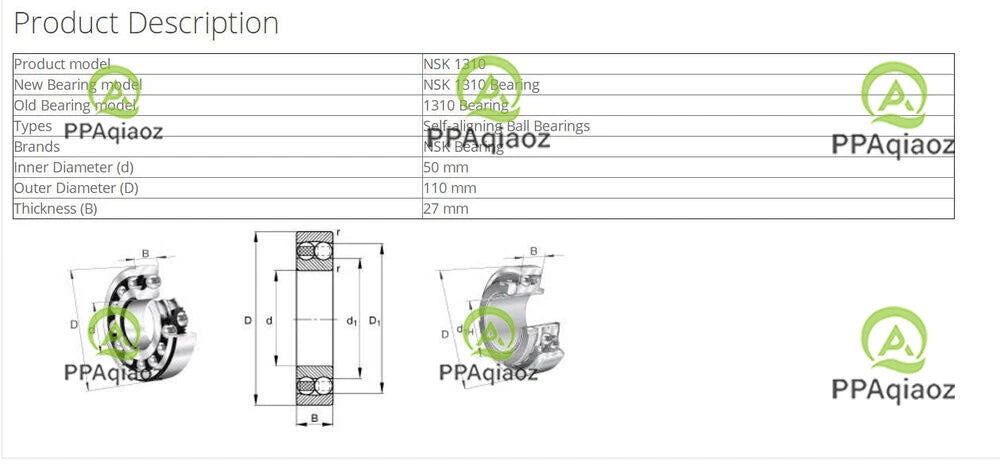1PC NSK 1310 Self-Aligning Ball Bearings 50x110x27mm #P