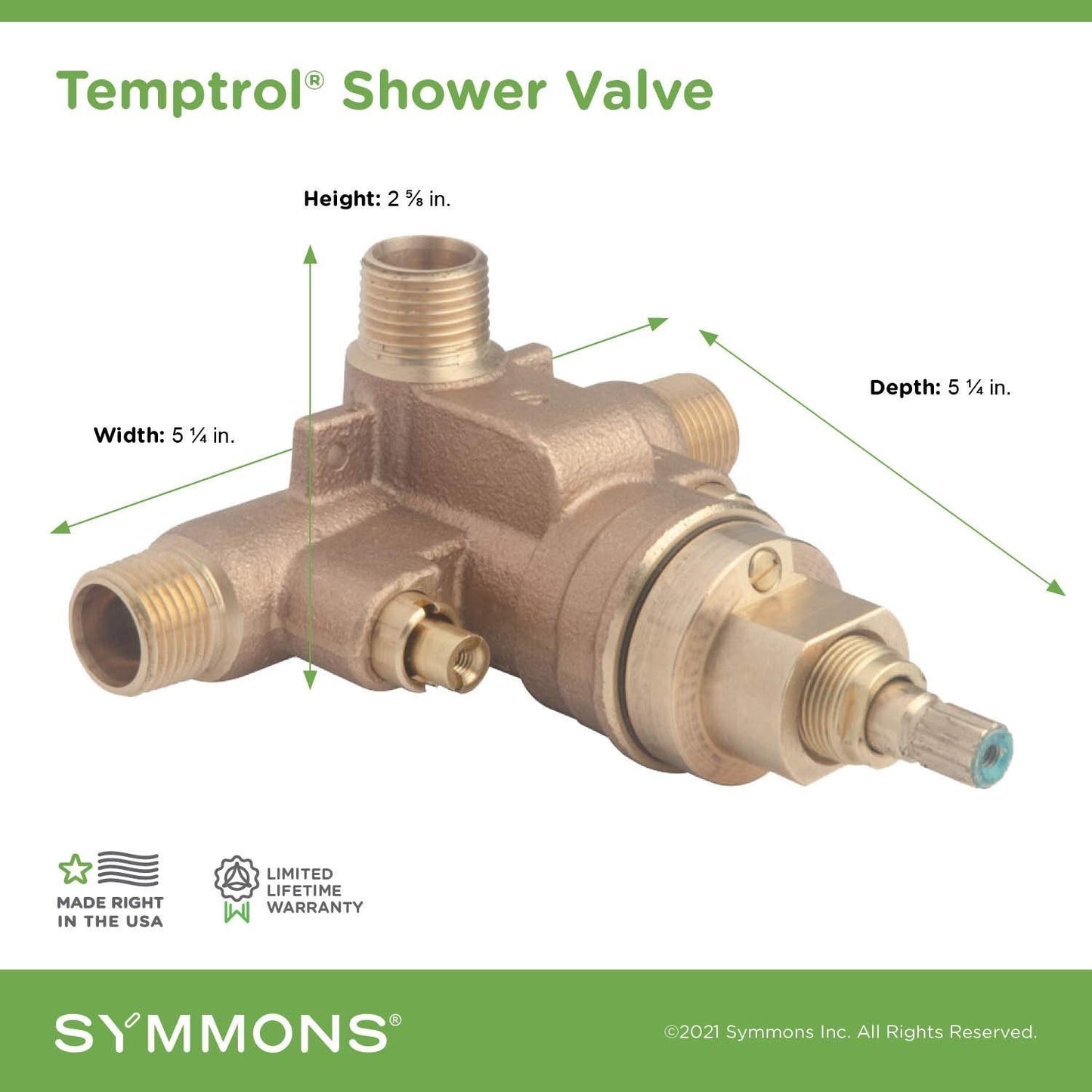 261XBODY Brass Pressure-Balancing Shower Valve with Service Stops