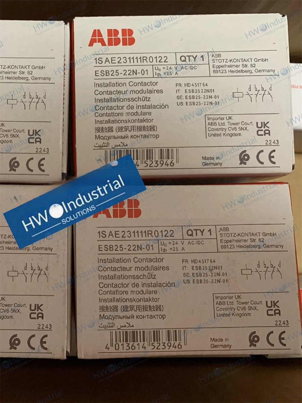 1/Piece ESB25-22N-01 coil voltage 24VAC/DC ABB Building Contactor