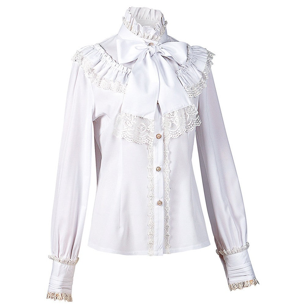 Stylish Victorian Style Womens Gothic Lolita Shirt Lotus Ruffle Blouse