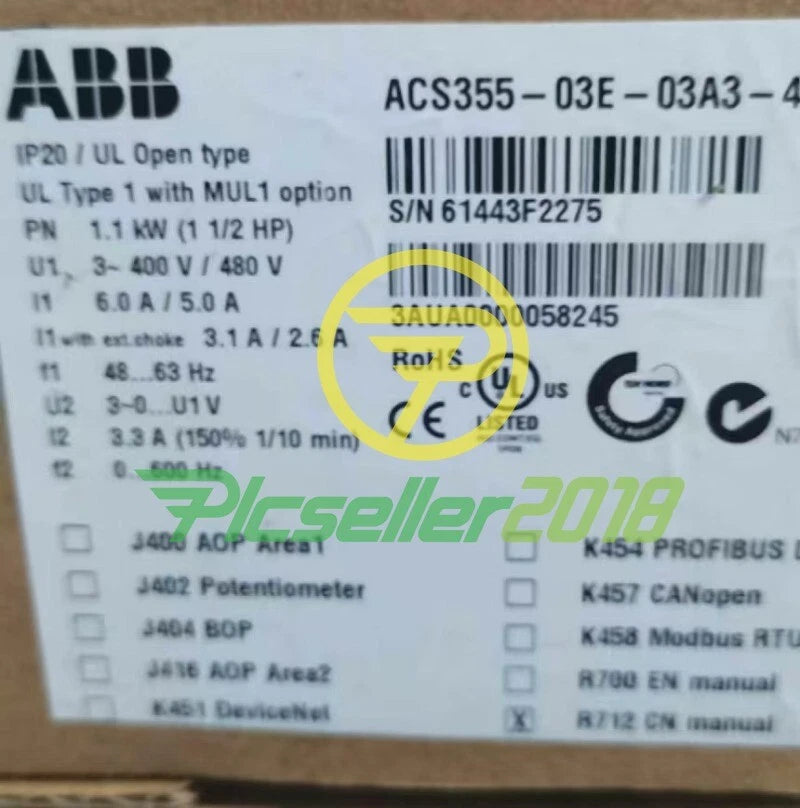 1 PC ACS355-03E-03A3-4 1.5KW  ABB Frequency Converter Fast delivery