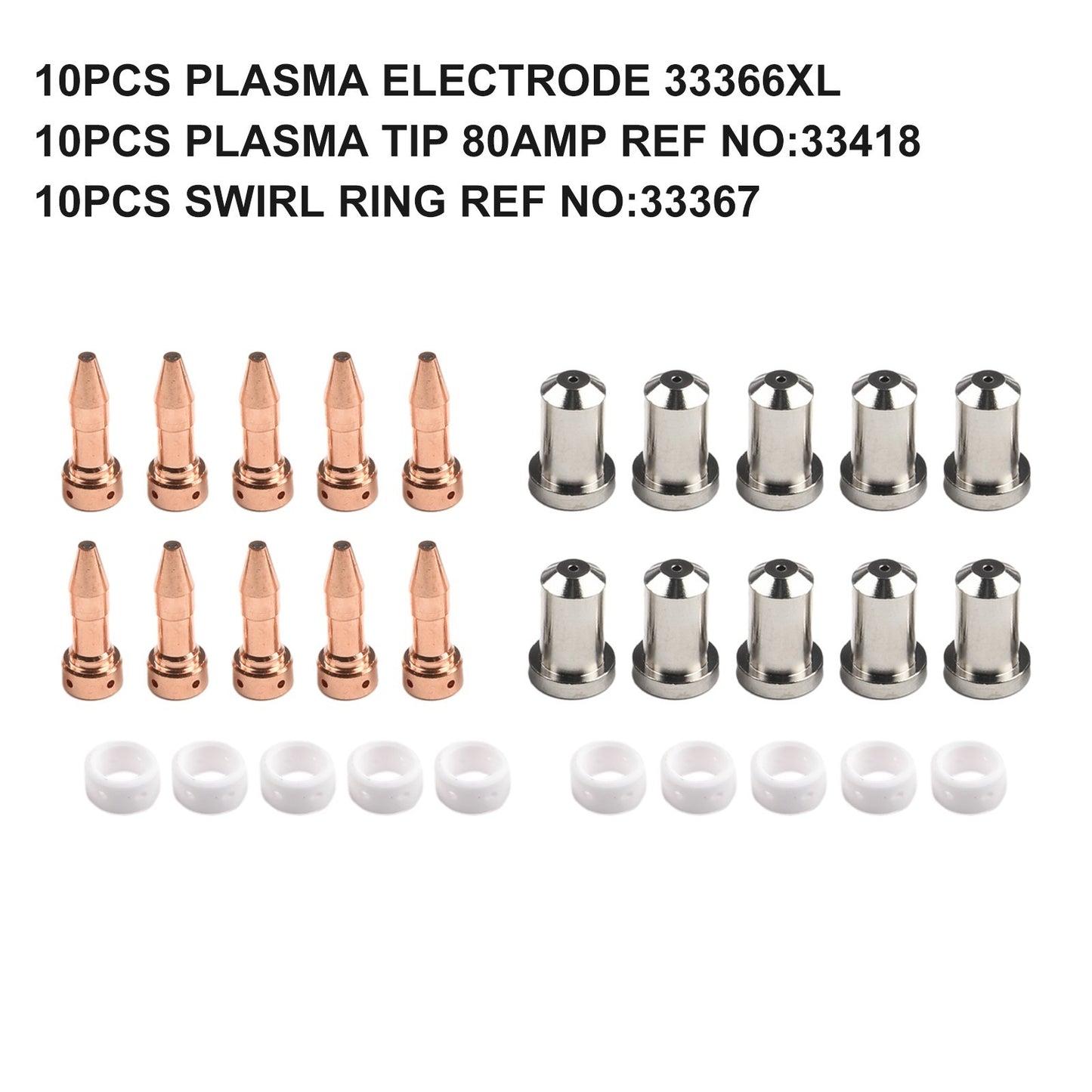 PT2327 Plasma Cutter Consumables Electrode Tip Nozzle Pack 33366XL 33367 33418