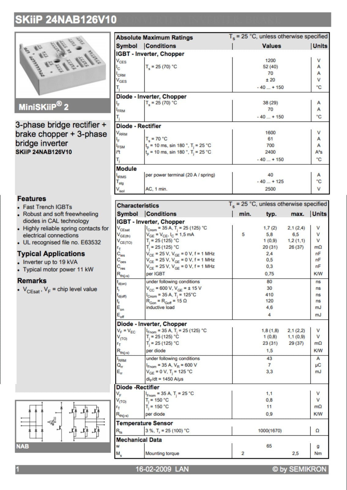 1PCS For SEMIKRON SKIIP24NAB126V10 power supply module