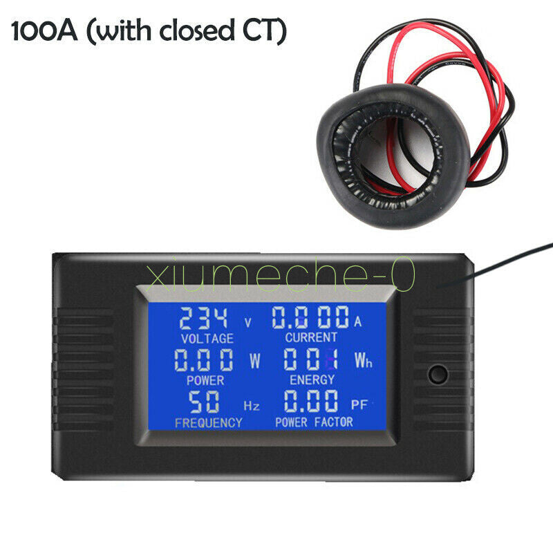 AC 80~260V 100A Single Phase Digital Ampermeter Power Energy Voltmeter Ammeter M