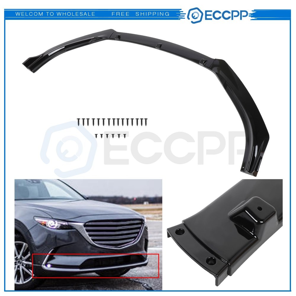 For 2016-2018 Mazda 6 3PC Gloss Black Front Bumper Body Kit Spoiler Lip