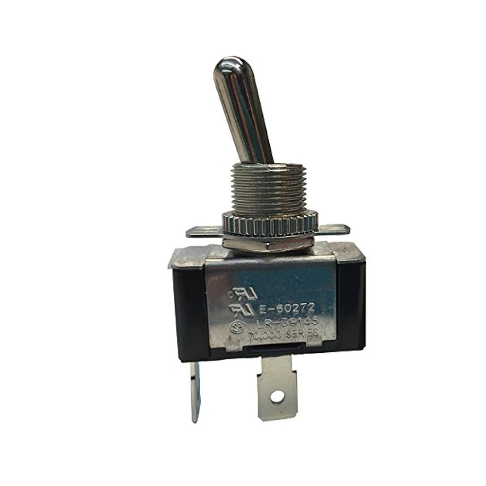 Heavy-Duty Toggle Switch, SPST, 20A/125V AC, Spade Terminal, ON-OFF
