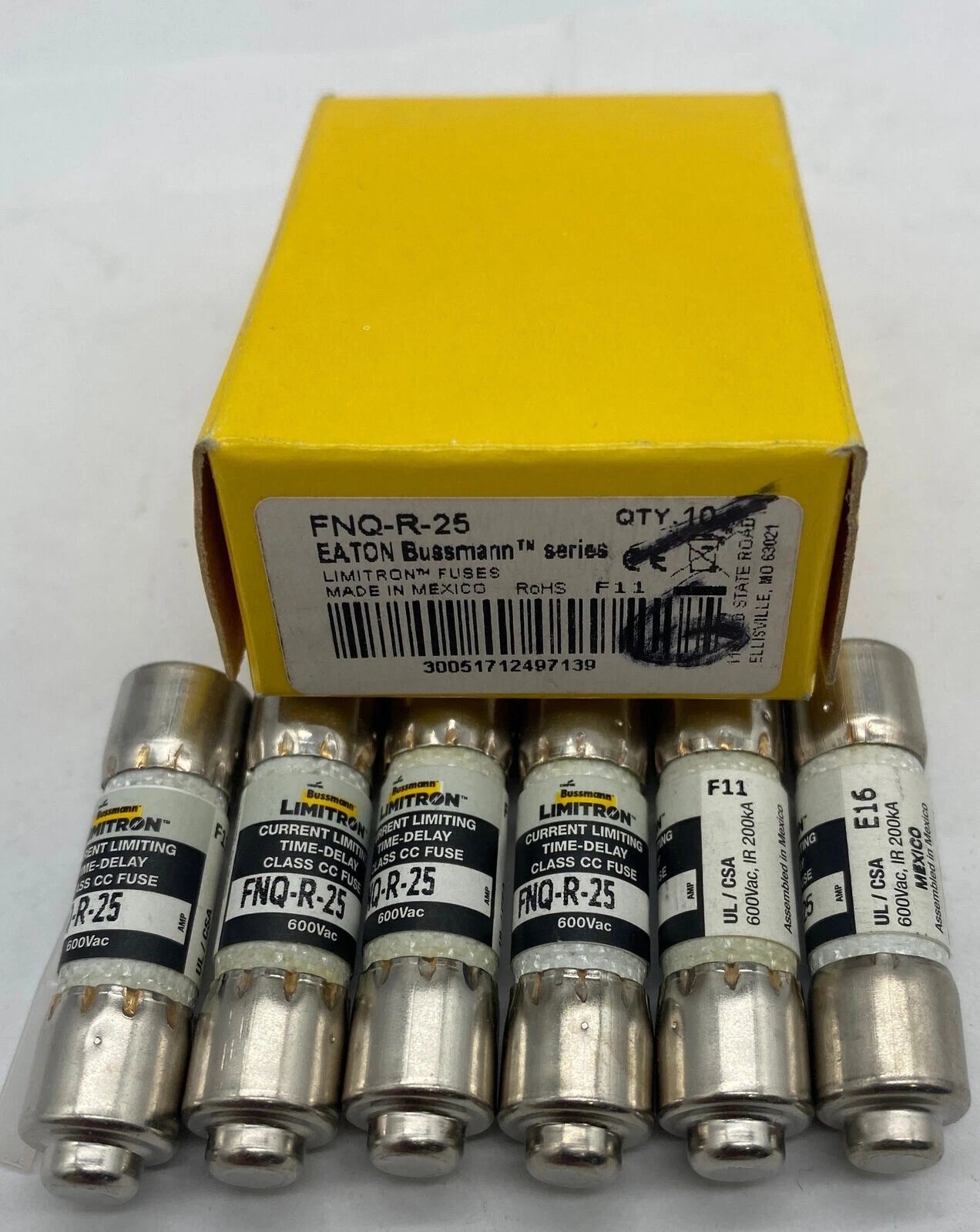 10pcs/box  Bussmann FNQ-R-25 Class CC 25 Amp Fuses 600 Volt Tron #P