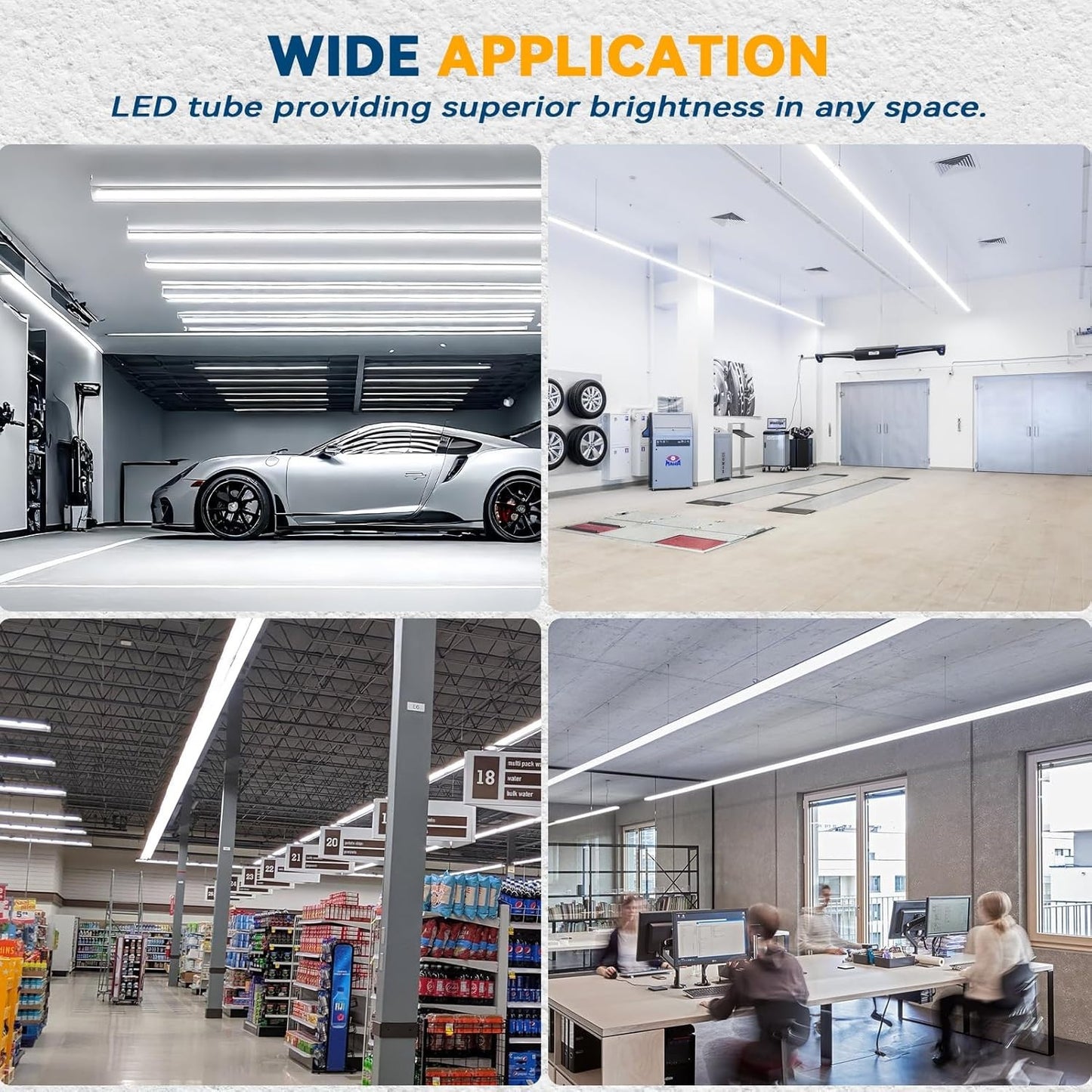 10-Pack 8FT 100W LED Shop Lights, 15000LM 6500K V-Shape Linkable Tubes