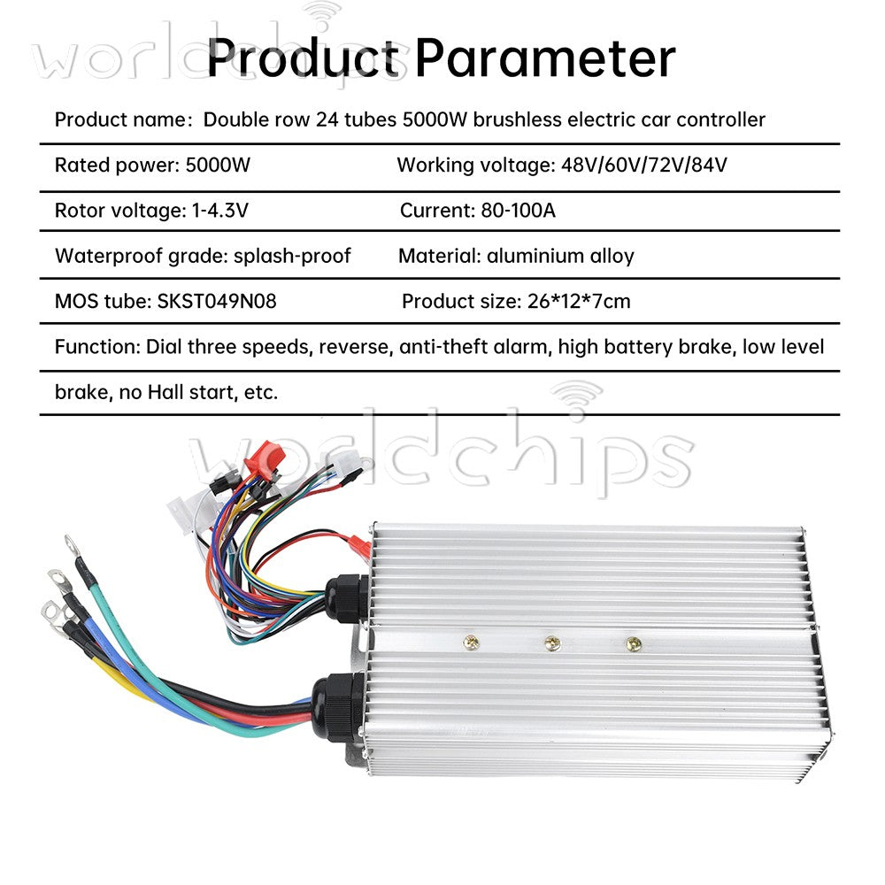 48V 60V 72V 84V 5000W Dual Row Smart Brushless Controller for Electric Vehicles