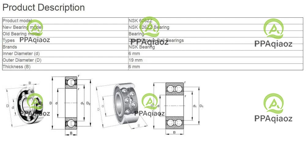 10PCS NSK 626ZZ Deep Groove Ball Bearings 6x19x6mm #P