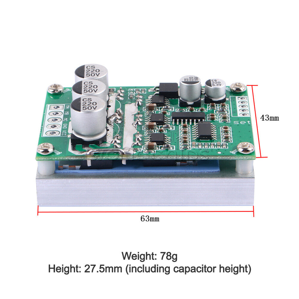 BLDC DC12V-36V 500W Brushless Motor Speed Controller PWM Hall-less Motor Control