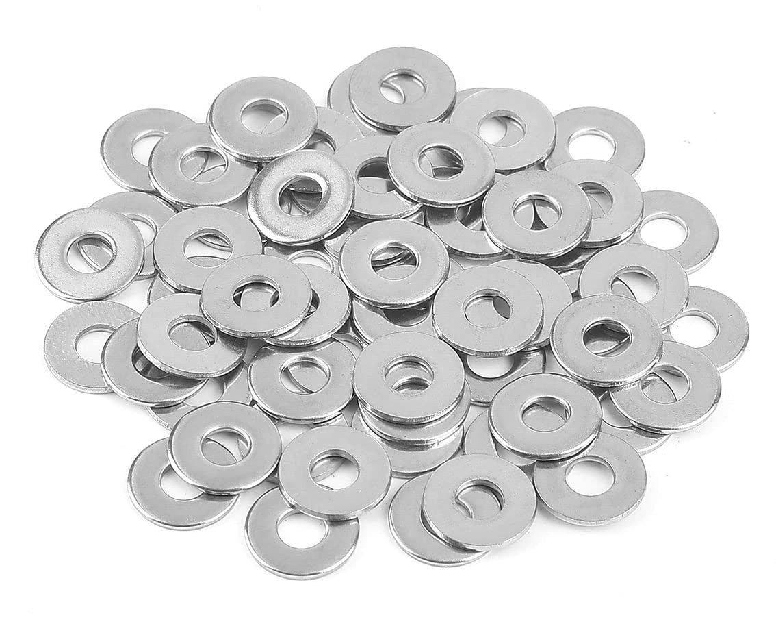 100-Pack 1/4" Stainless Steel Flat Washers, 5/8" OD, 18-8(304) Grade