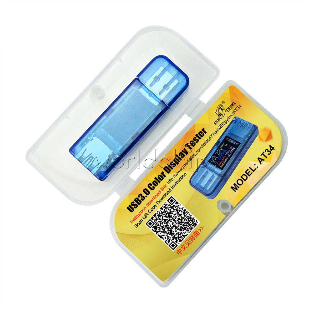 AT34 USB 3.0 LCD Voltage Current Power Capacity Meter Tester Voltmeter Ammeter