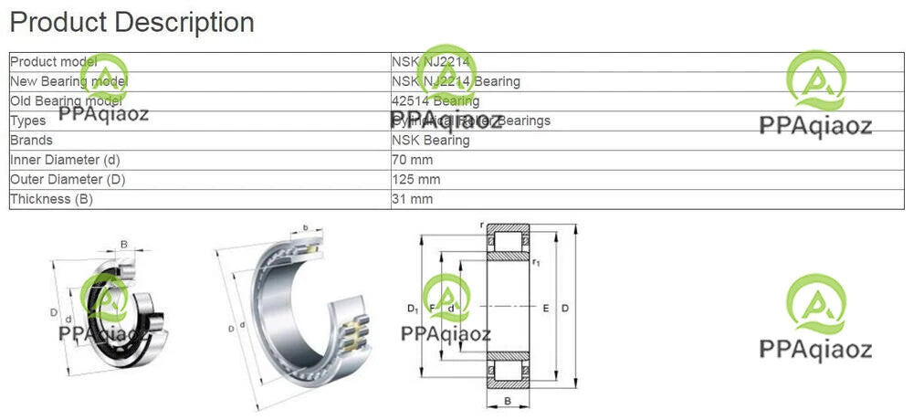 1PC NSK NJ2214 EW Cylindrical Roller Bearings 70x125x31mm #P