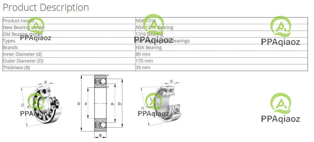 1PC NSK 1316 Self-Aligning Ball Bearings 80x170x39mma #P
