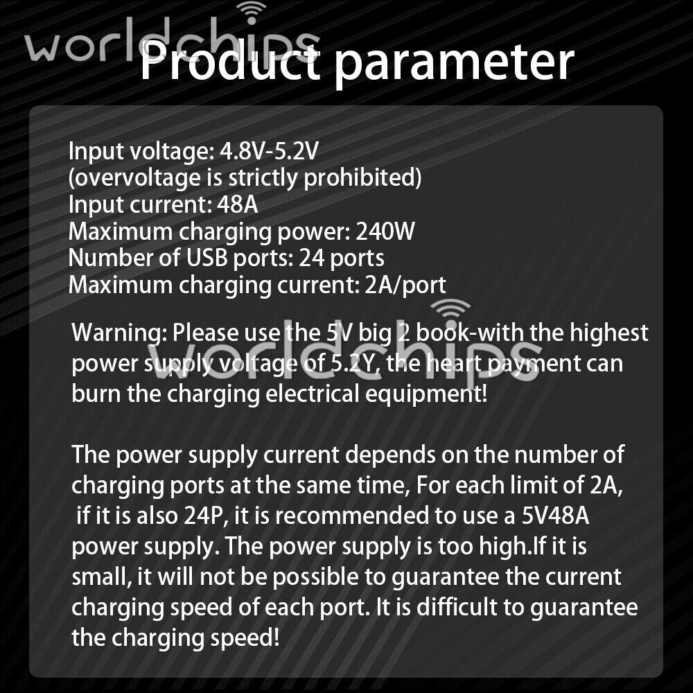 24-port USB Charger Mobile Game Studio Centralized Power Supply Plugboard 240W