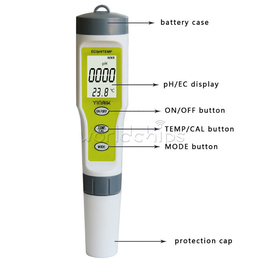 Digital PH/EC/TDS/TEMP Tester Water Quality Monitor Water pH Tester
