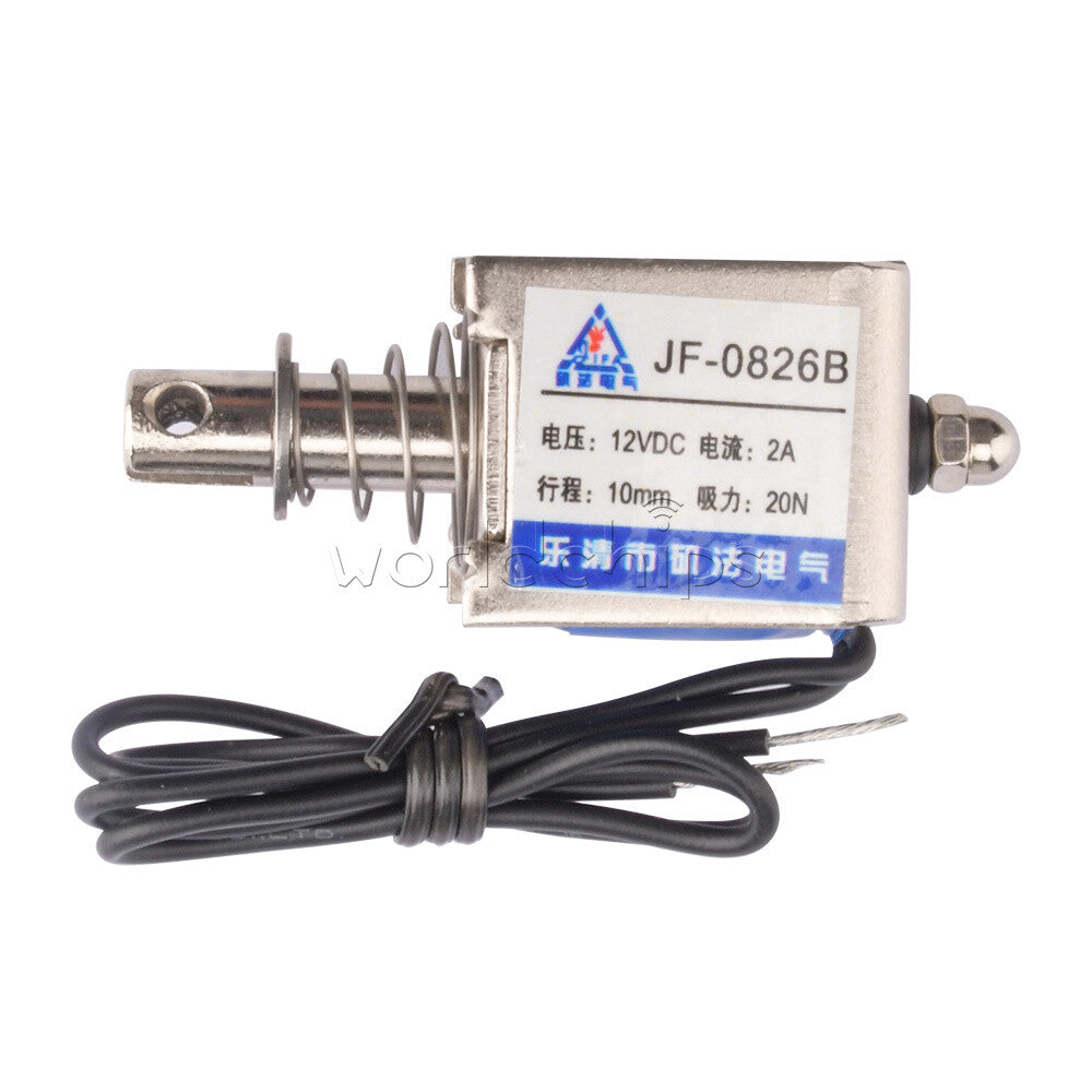 10PC 12V JF-0826B Reset10mm 20N Push Pull Type Open Frame Solenoid Electromagnet