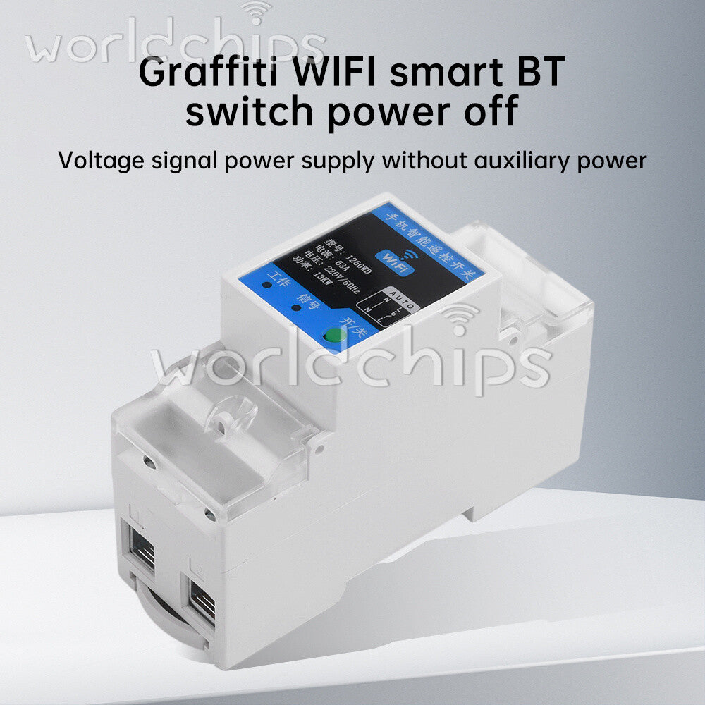 AC220V 2P63A On/Off Breaker TUYA WIFI Bluetooth Switching Power Circuit Breaker