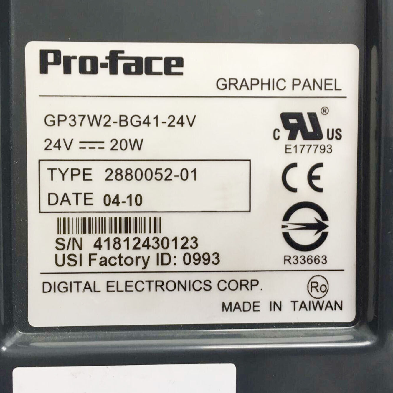 Proface PLC Touch Panel Module Pro-Face GP37W2-BG41-24V Unit