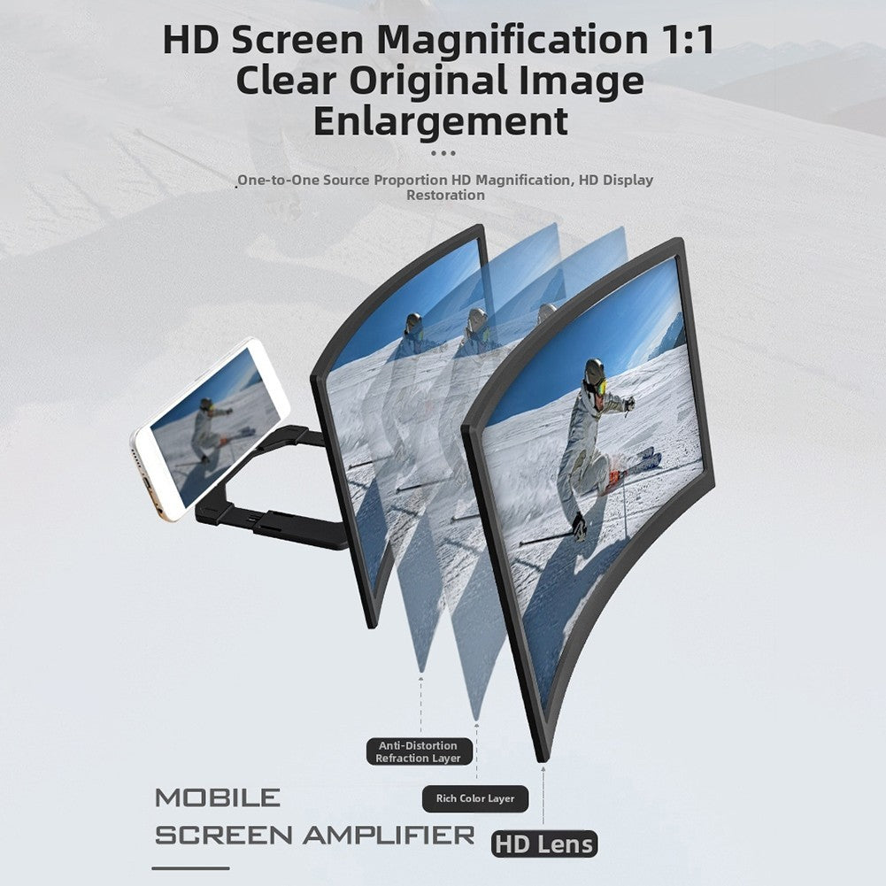 Portable Phone Screen Magnifier with Curved HD Lens and Rubber Anti Slip Pad