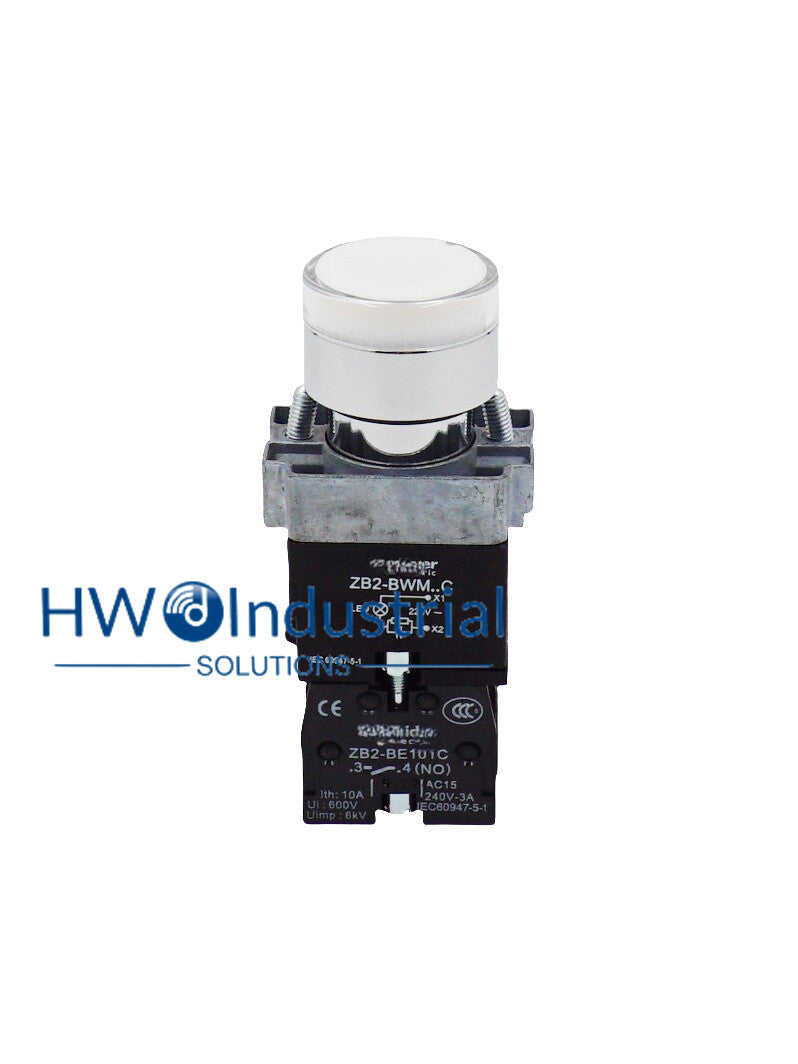 1PC LED Light Self Reset Button Switch XB2BW31M1C XB2-BW31M1C White 1NO 220V