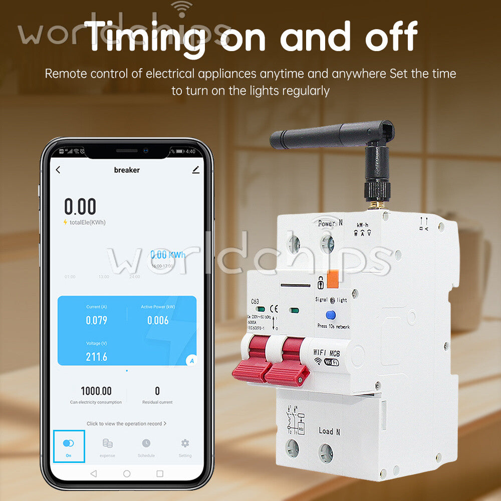 Tuya WIFI/Zigbee AC Smart Circuit Breaker Metering Remote Control On-Off Breaker