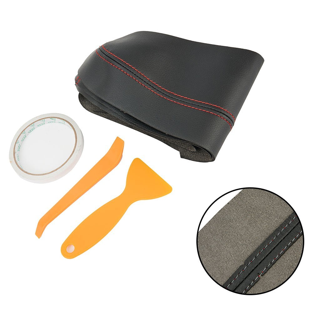 Door Panel Armrest Black Leather W/ Red Stitching For Civic 8th Gen 06-11