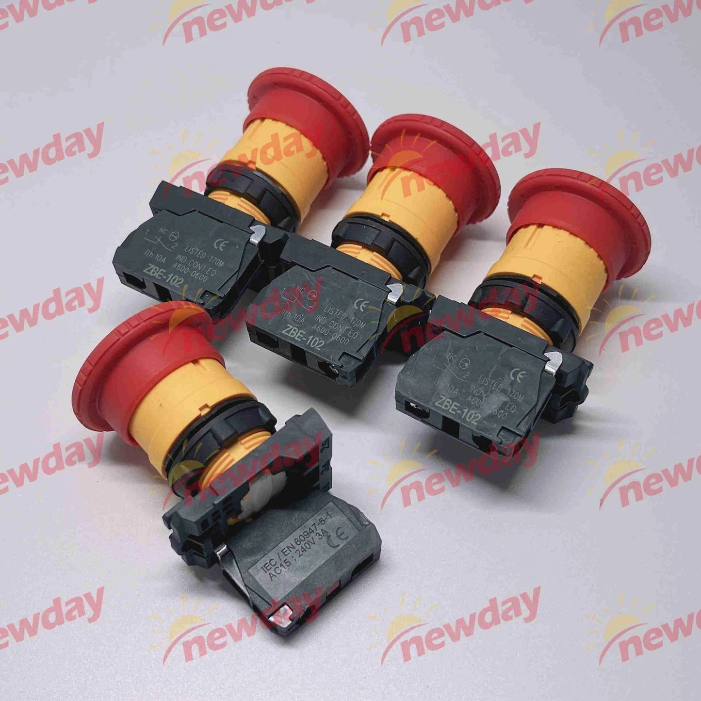 4PCS Fit XB5-AS542 Emergency switching off, mechanical latching pushbuttons 1NC