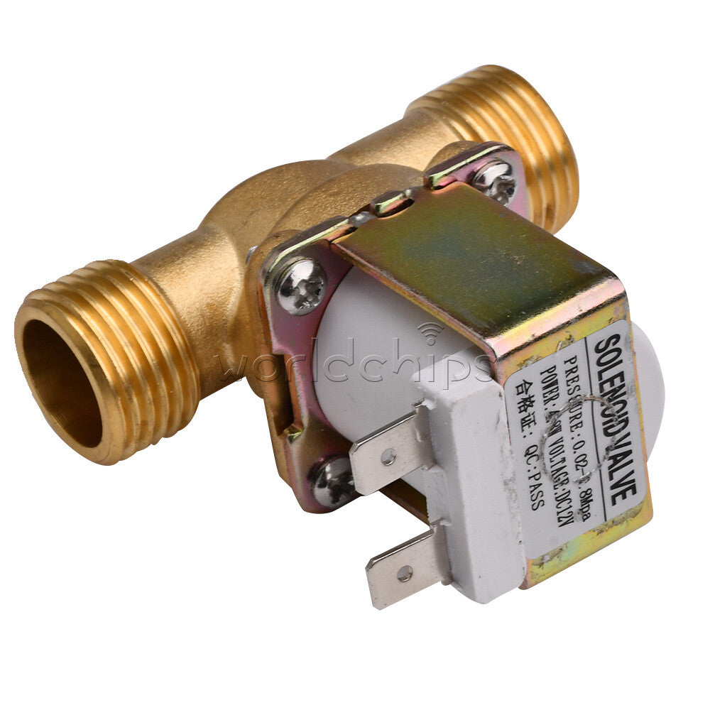 G1/2 Brass Electric Solenoid Valve N/C 12V 24V 220V Water Air Inlet Flow Switch