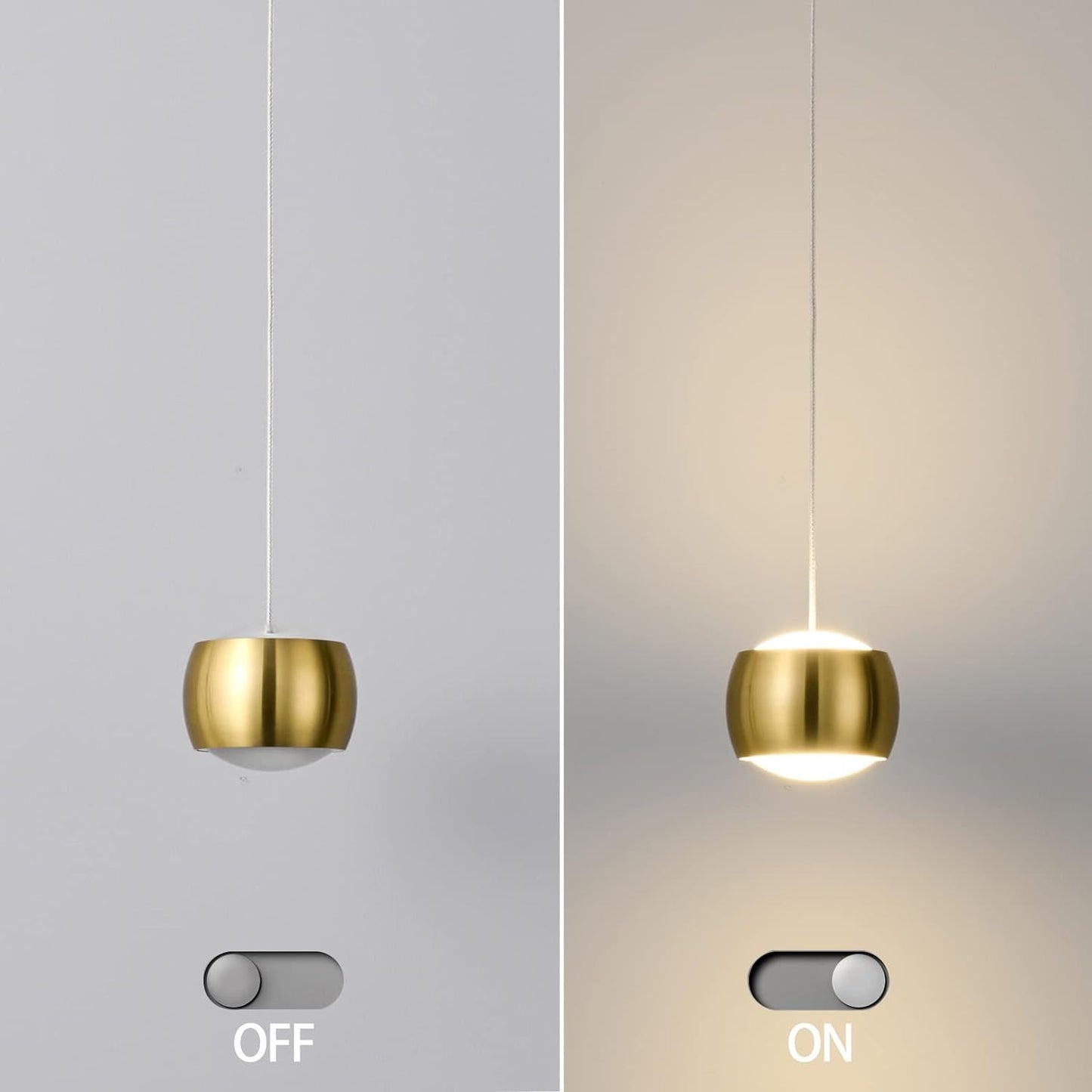 3-Pack LED Dimmable Pendant Lights, Gold Finish for Kitchen Island and Dining
