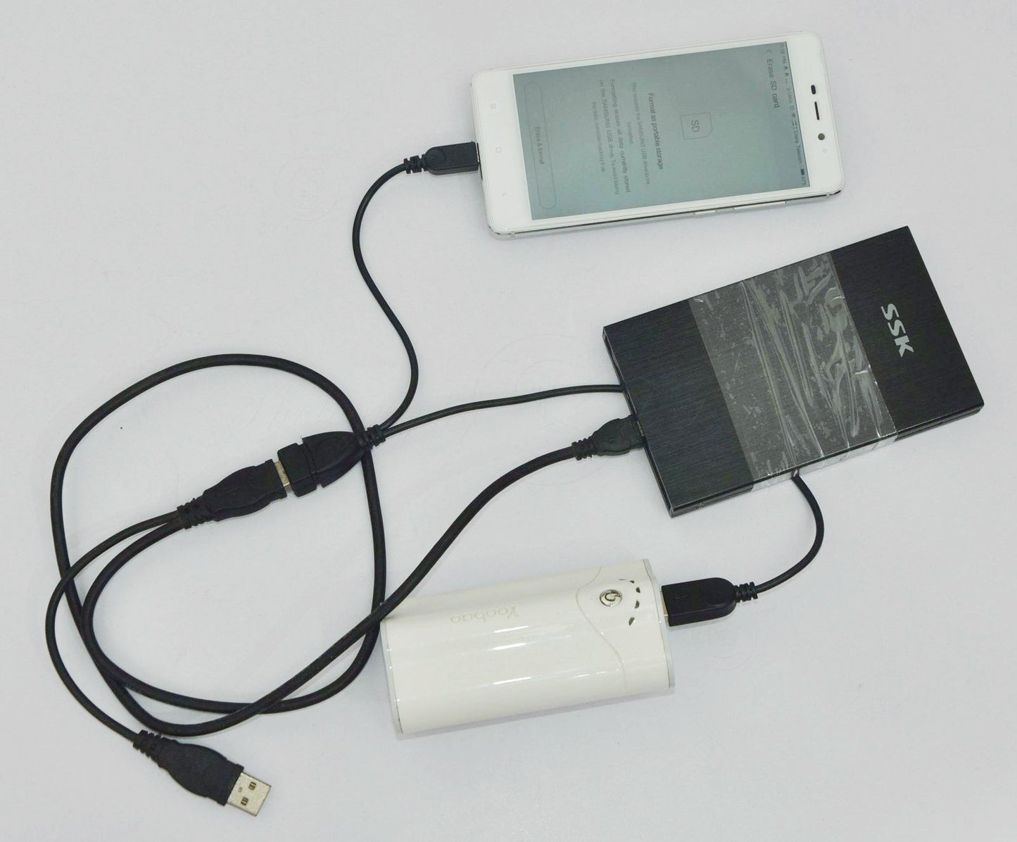 2x Powered Micro USB Host OTG Cable With USB for Phone Mobile HDD Data Transfer