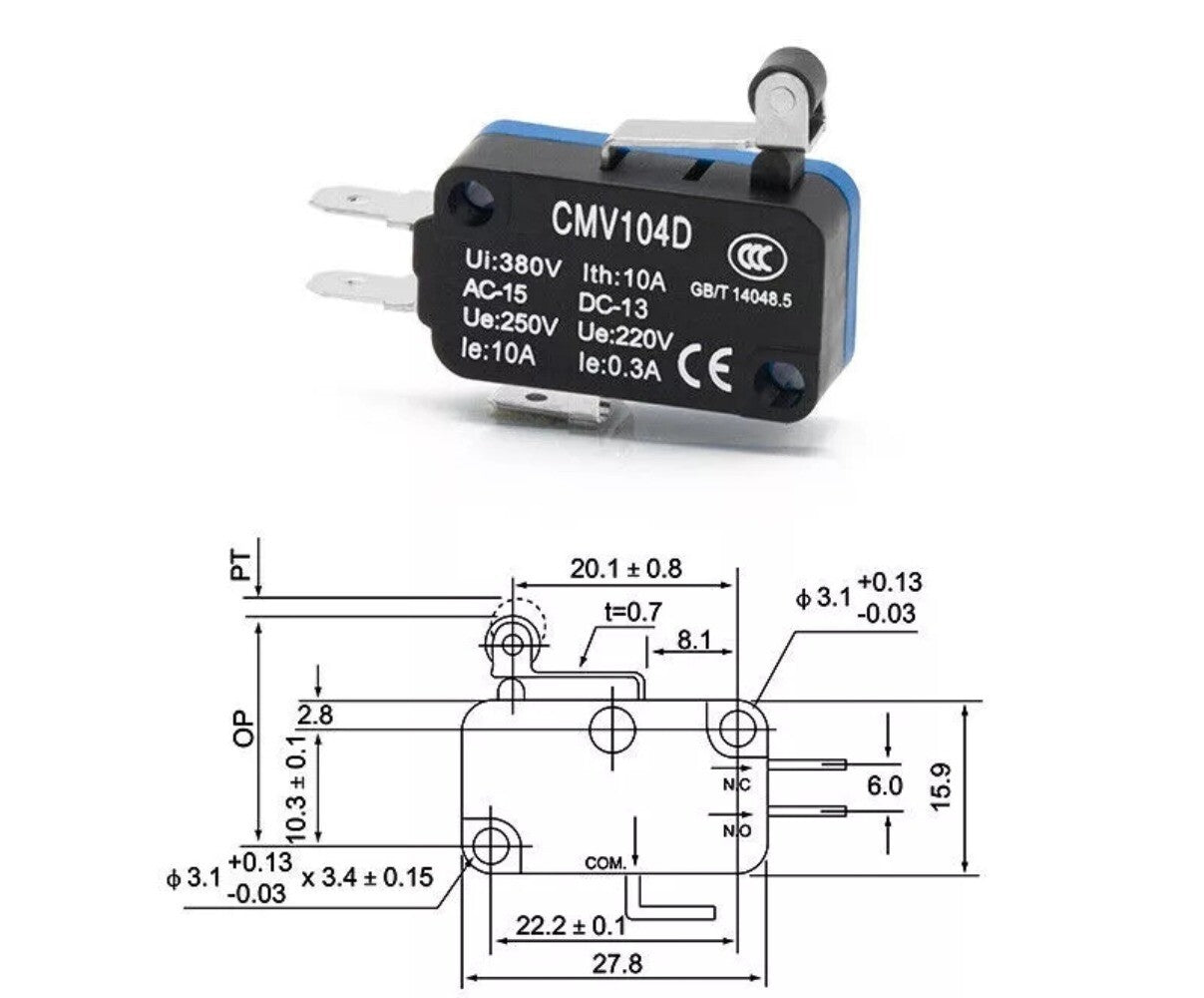 20PC  FOR CNTD Small micro Limit travel switch CMV104D 10A
