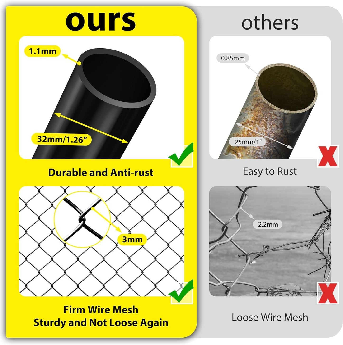 Adjustable Chain Link Fence Gate Kit - 26"-72" W x 5' H, Metal, Anti-Rust