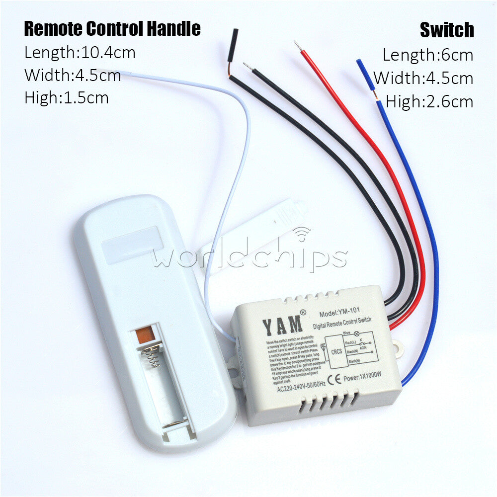 1/2/3/4 Way 220V Wireless Remote Control Switch Light Lamp Receiver Transmitter
