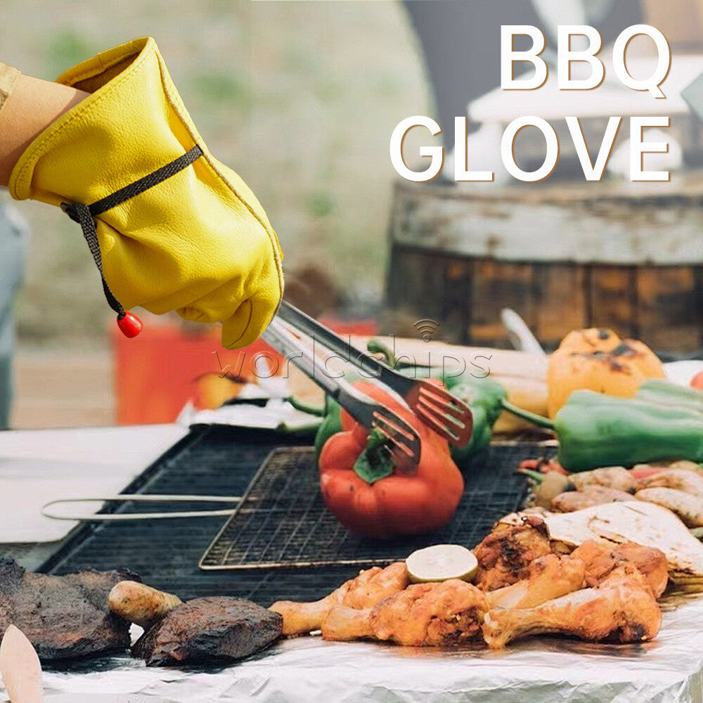 Yellow Leather Driver Work Gloves BBQ Gloves Oven Gloves Safety Work Gloves