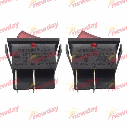 2PCS SOKEN RK1-01 4pin 2position Rocker Switch 16A 250VAC Red Lamp