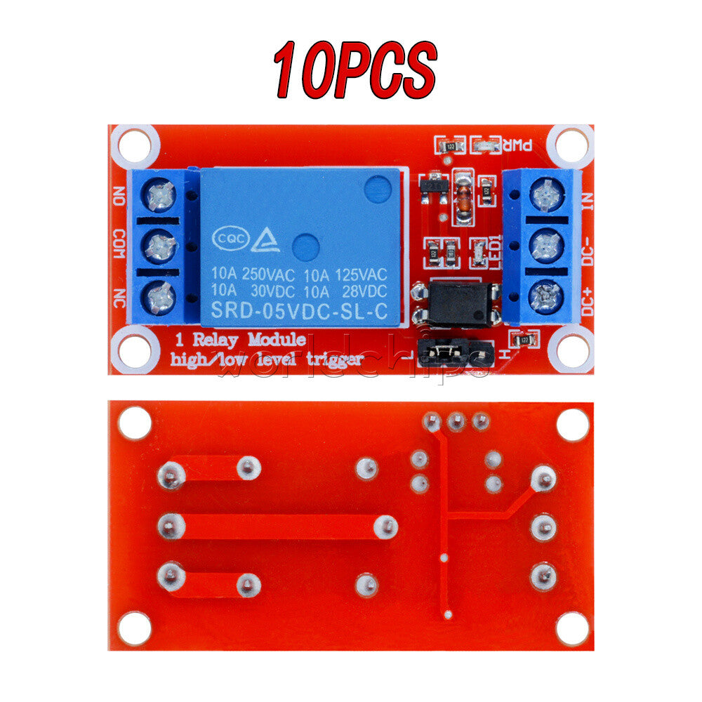 10PCS DC 5V 1-Channel Optocoupler Relay Module for Arduino H/L Level Triger