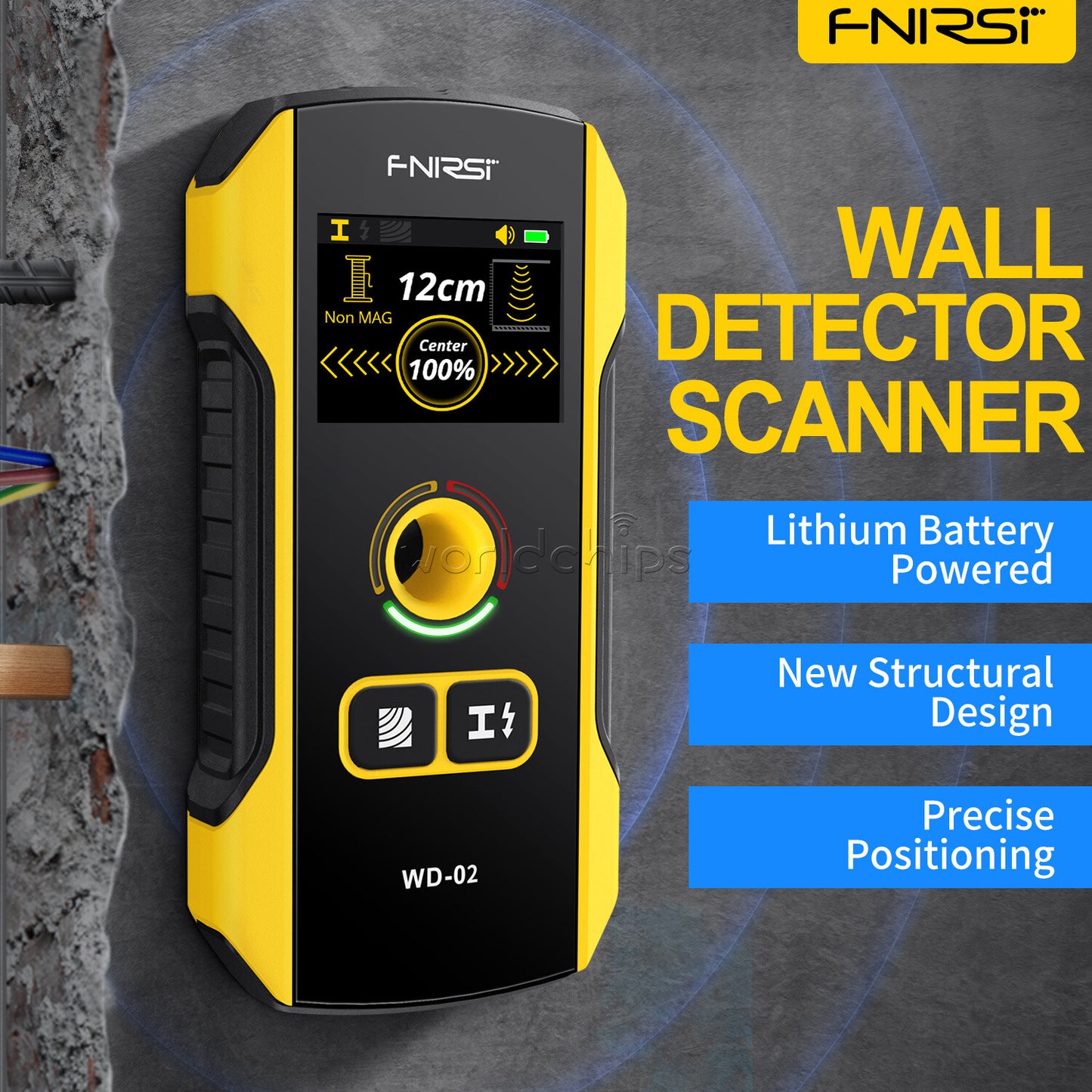 FNIRSI WD-02 Metal Detector Wall Scanner for AC Live Cable Metal Wood Stud Find