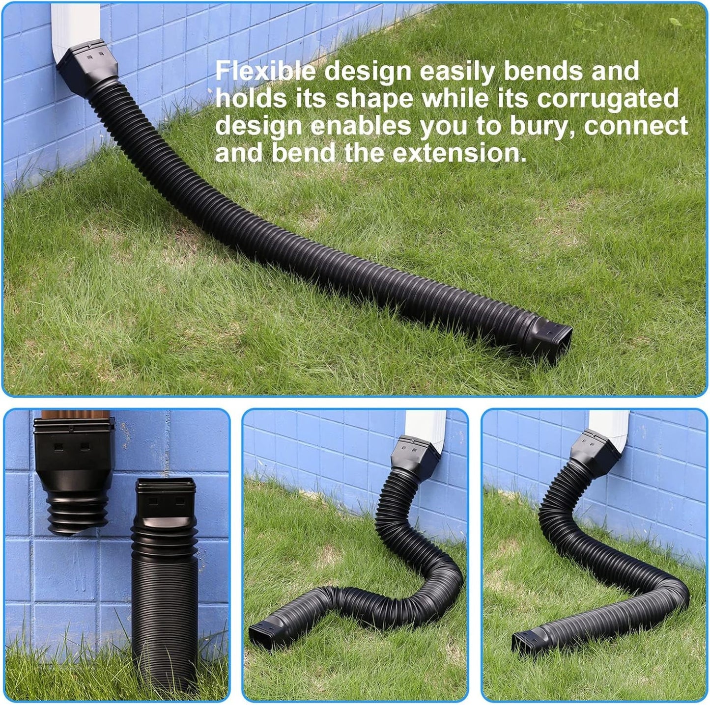 11.5Ft Long Gutter Downspout Extensions Flexible, Drain Downspout Extender, down