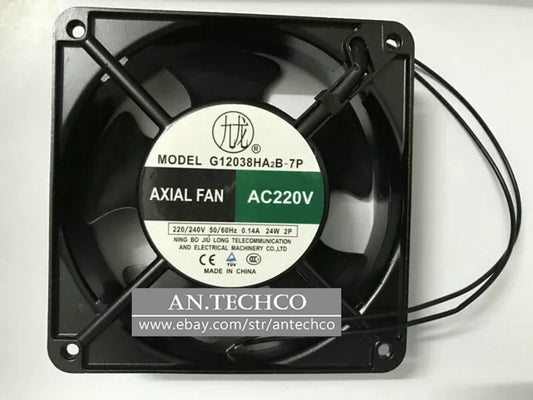 Kowloon G12038HA2B-7P AC220V 0.14A 24W 120*38MM welding machine fan 2-wire