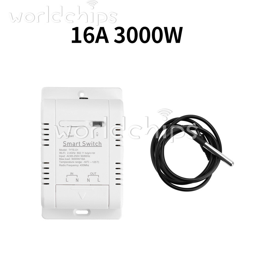 16A 3000W Tuya Smart Temperature Control Switch With Energy Monitoring RF433