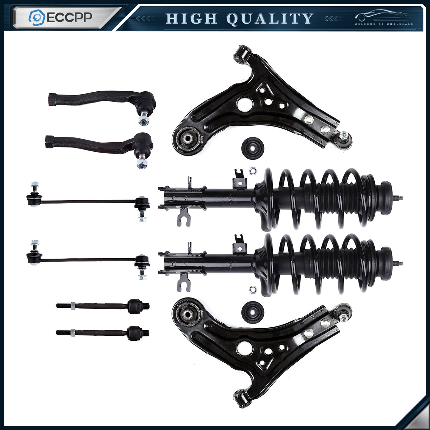 Front Struts Lower Control Arm Sway Bars Tie Rod for 2006-2011 Chevy Aveo Aveo5