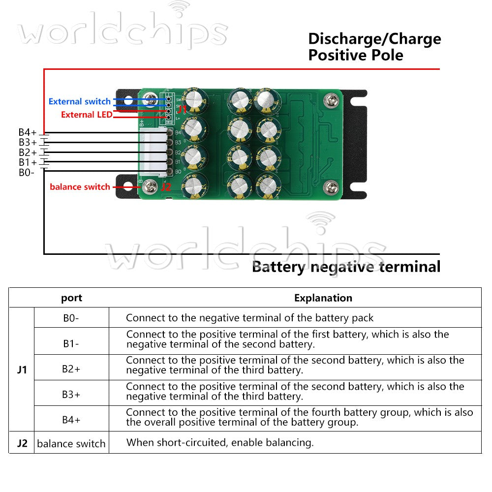 4S 5.5A Active Equalizer Capacitor Li-ion / Lifepo4 Battery Equalization Board