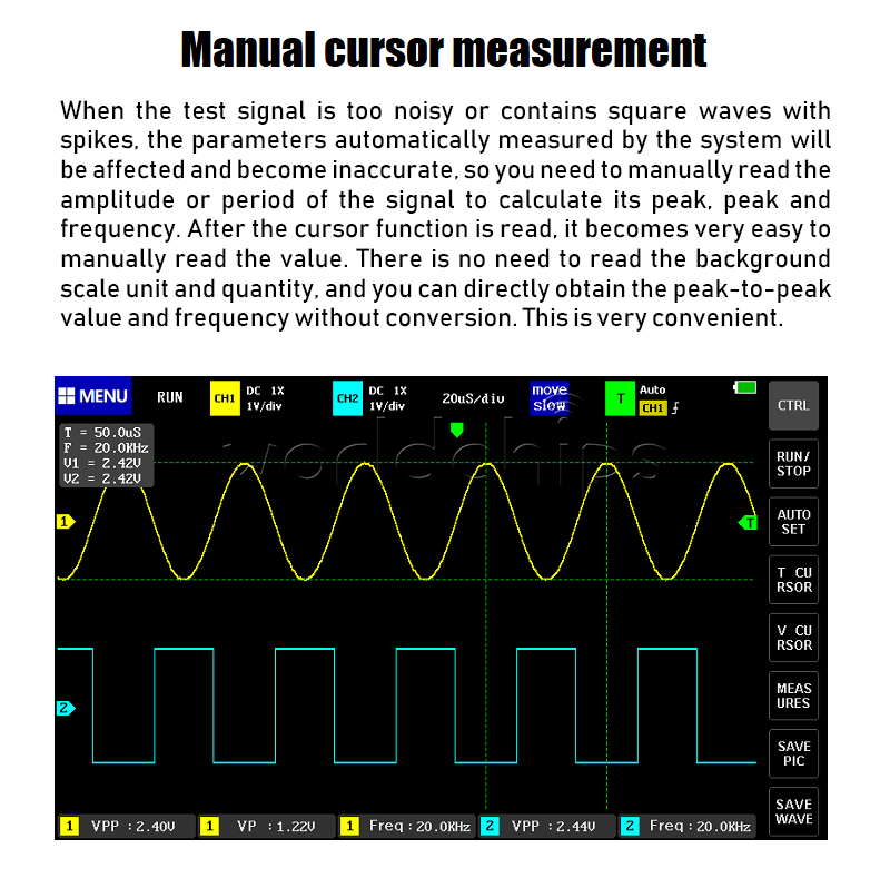 FNIRSI Touch Panel 2CHS Digital Oscilloscope 7" 1013D Mini 100MHz Bandwidth 1GS