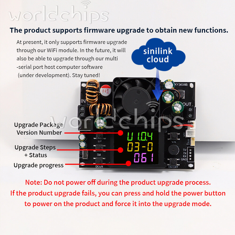 XY3606B CNC Buck-Boost Module DC Adjustable Voltage Regulator Power Supply + Fan