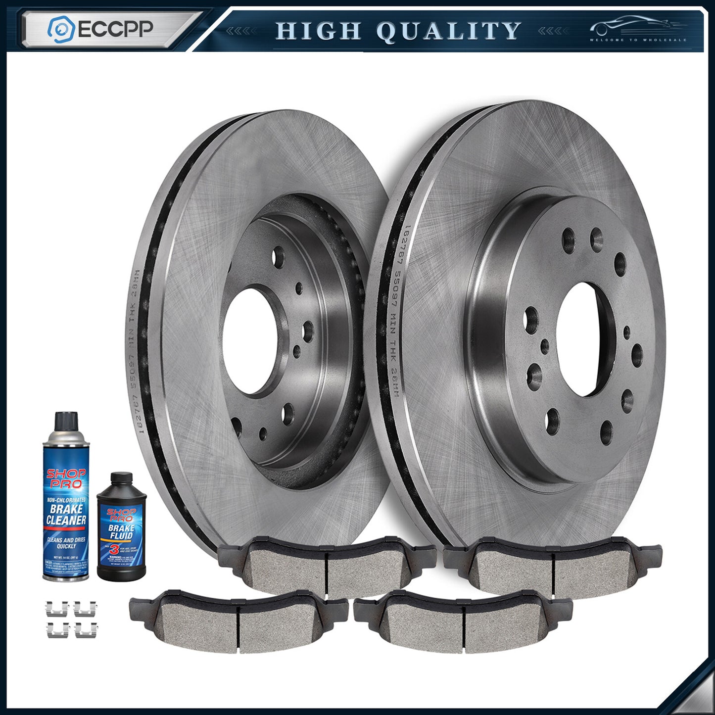 Front Brake Pads And Rotors For 2013-2019 Cadillac XTS 07-13 Chevrolet Avalanche