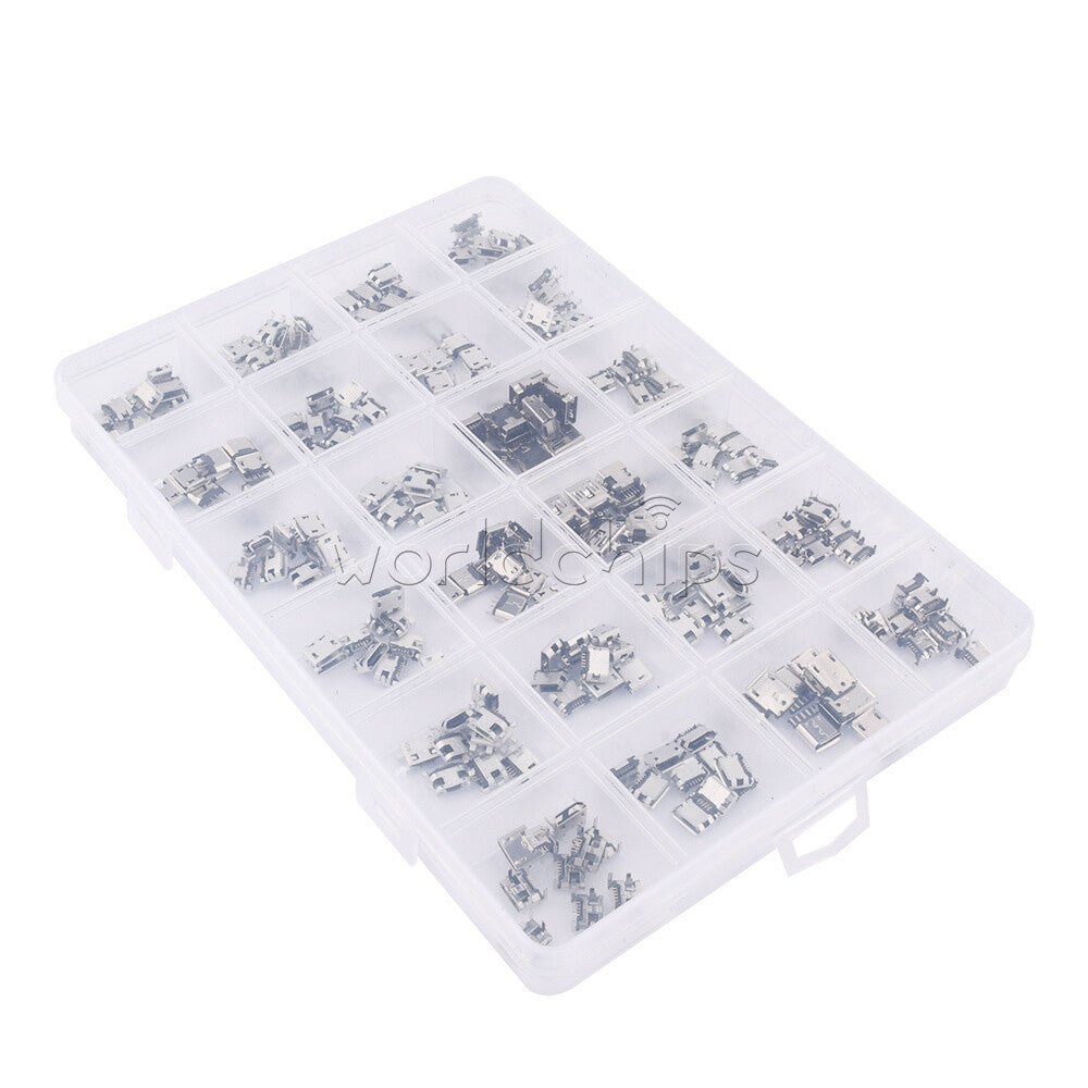 240PCS 24 Kinds Of Micro USB Female Plug Boxed Android Charging Tail Plug
