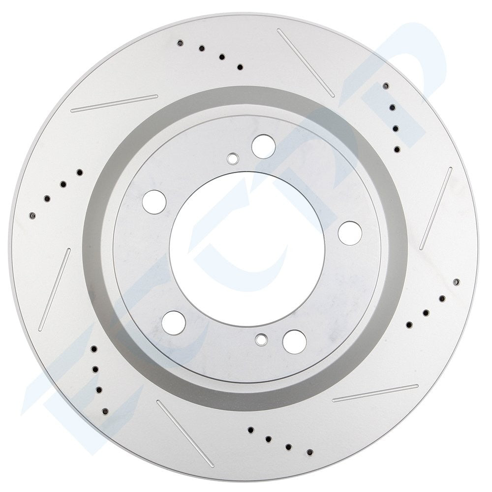 Front Drilled & Slotted Ceramic Brake Pads And Rotors For TOYOTA LAND CRUISER